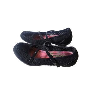 SKECHERS Black Memory Foam Mary Jane Lace Women's SZ 9.5 GUC
